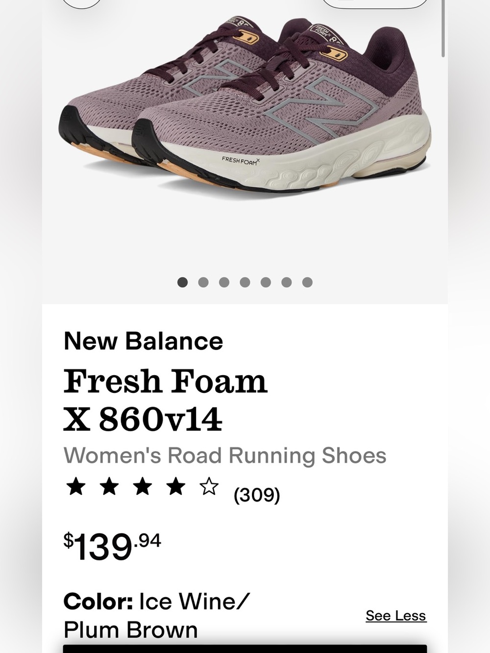 New Balance Fresh FoamX 860v14 W860J14 Women's 8B Running Shoes Ice Wine NWOB